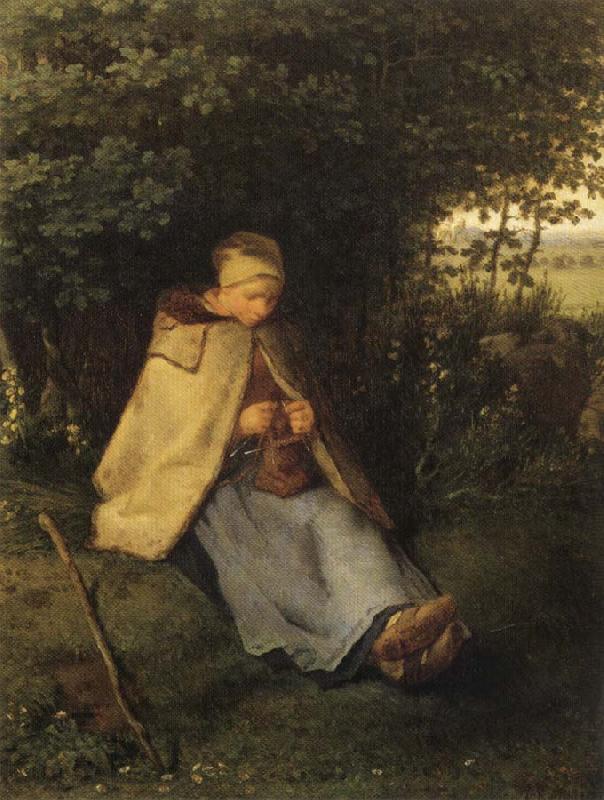 Jean Francois Millet Shepherdess or Woman Knitting China oil painting art